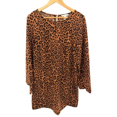 Blusa túnica H&M estampado leopardo marrón negra manga larga M estampado animal boho Foto 1 de 4