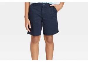 Cat & Jack Boy’s Sz 8 M Medium Shorts Navy Blue Flat Front At the Knee Woven - Picture 1 of 1