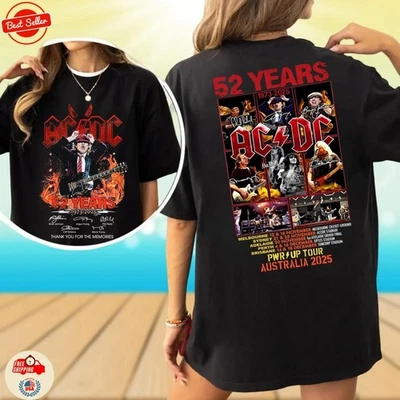 Camiseta oficial de la gira AC DC 2025 PWR UP camiseta de concierto de rock banda de heavy metal Foto 1 de 4