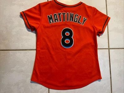 Rare MAJESTIC Miami Marlins Don Mattingly MLB ORANGE Jersey Women's Small - Image 1 of 4