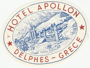 Etichetta Bagaglio Vintage Hotel Apollon Delphes Grecia Le Temple D'Apollo - Foto 1 di 2