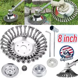 New 8 Inch Steel Wire Wheel Brush Grass Trimmer Head Weed With Adapter Kit US - Picture 1 of 13