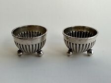 Antique English 1800s Pair Of Sterling Silver Salt Cellars & Papper, Hallmarked