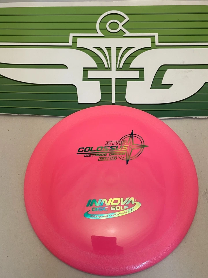 FLY GREEN DISC GOLF INNOVA STAR COLOSSUS STABLE MAX DISTANCE DRIVER 158G PINK - Image 1 of 1