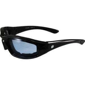 ORIOLE SUNGLASSES MOTORCYCLE RIDING BLACK FRAME PADDED ANTIFOG BLUE LENS - Picture 1 of 5