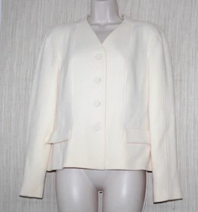 Blazer para mujer Lafayette 148 NY crema cuello en V lana talla 12 - Imagen 1 de 7