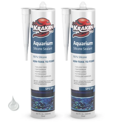 Kraken Bond Aquarium 100% Silicone Sealant, 10.1oz 2 Pack - Clear