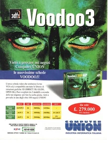 Voodoo III 3 3000 AGP 3DFX 16 Mb Pubblicità Italian Magazine Advertising 28x21 - Picture 1 of 1