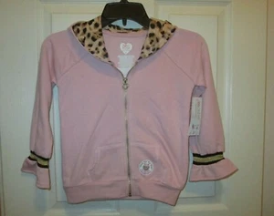 365 Kids Garanimals Pink Gold Sparkle Cuffs Long Sleeve Zip Up Hoodie w/ Ears - Picture 1 of 8