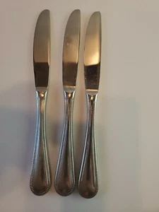 Towle 18/8 Stainless China 8.75" Dinner Knife Beaded Antique Set of 3 EUC - Picture 1 of 12