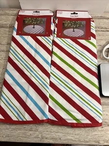 Country Red And Green Candy Striped Christmas Tree Skirt 38" New “ Choice “ - Picture 1 of 5