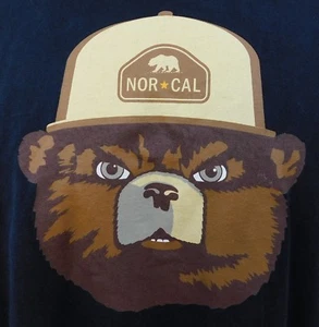 NOR CAL BLACK BROWN BEAR STAR SHORT SLEEVE CREW NECK COTTON SHIRT US M'S SZ XL - Picture 1 of 11