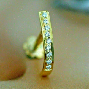 0.15 Ct Round Cut Lab Created Hoop Nose Screw Stud Piercing Pin 14k Gold Finish - Picture 1 of 3