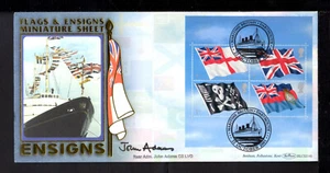 2001 FLAGS & ENSIGNS M/S: Benham BLCS 214b FDC Signed by Rear Admiral John Adams - Picture 1 of 4