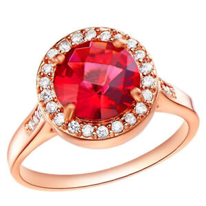 Rose Gold Color CZ Rings for Women with Purple Crystal Jewelry Red Anel 