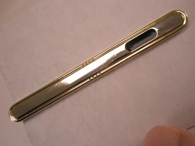 2-3/8" Thin Black & Gold Tone Vintage Tie Bar Clip plain simple quality - Image 1 of 4