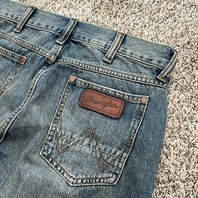 Pantalones de mezclilla Wrangler retro ajustados rectos para hombre talla 30x30 azul ropa de trabajo informal Foto 1 de 4
