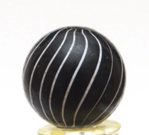 ANTIQUE 3/4" MAGLITE BLACK AMETHYST WHITE SWIRL CLAMBROTH MARBLE 20MM HANDMADE - Picture 1 of 7