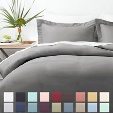 Kaycie Gray Basics 3PC Duvet Cover Set for Comforter 19 Colors Ultra Soft