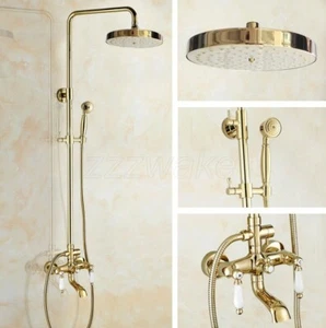 Gold Color Brass Bathroom Rainfall Shower Faucet Set Bathtub Mixer Tap Zgf365 - Bild 1 von 7