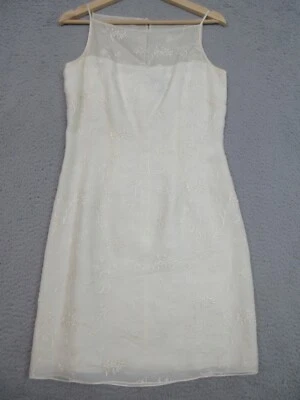 Ann Taylor Dress Women 4 Ivory Silk Embroidered Quiet Luxury Elegant Timeless - Image 1 of 4