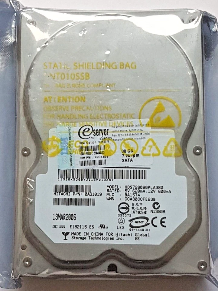 80 GB SATA IBM Xseries 40K6876 HDS728080PLA380 7200rpm 8MB 3.5 " Hard Drive New - Image 1 of 1
