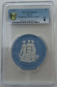 PCGS MS70 UK British Tristan Da Cunha 2018 Three Graces Wedgwood Jasperware Coin - Picture 1 of 8