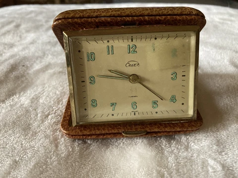 Vintage Enver Travel Clock jewel movement. Made in Germany Cover