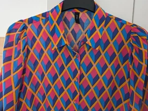 Extravagantes Y.A.S Kleid Gr. 38 M langarm bunt orange, rosa, blau Business❤NEU! - Bild 1 von 8