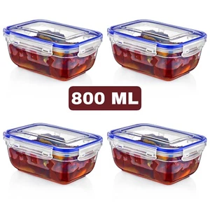 4 x 800ML Airtight Food Storage Containers-Clip-Seal Lock with lids & BPA Free - Picture 1 of 2