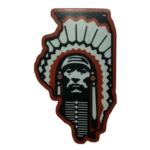 Chief Illiniwek Logo in State of Illinois Outline Fighting Illini Magnet Cover