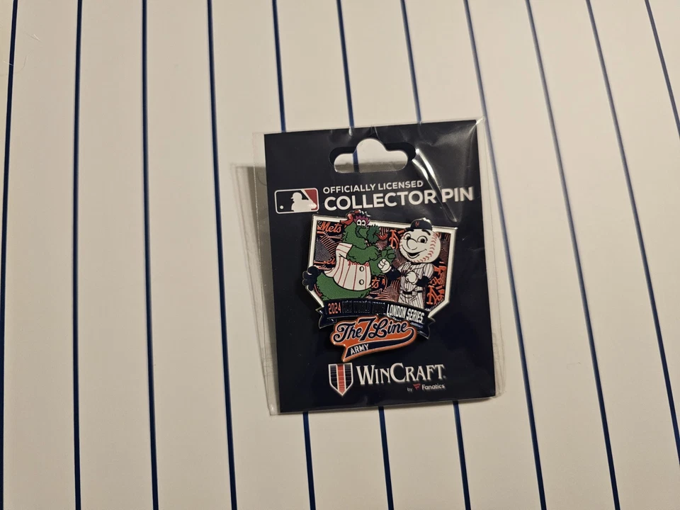 NEW-MLB World Tour-2024 London Series Pin -Mr Met & PhillyFanatic -New York Mets - Image 1 of 1