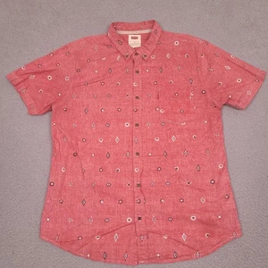 Levi's Mens Button Up Shirt XL Red All Over Aztec Print Short Sleeve - Picture 1 of 12