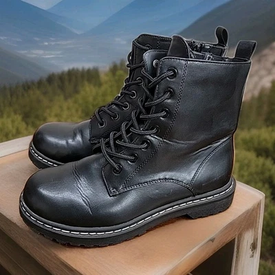 Torrid Womens Size 9 WW Combat Moto Boots Black Side Zip Lace Up Front - Image 1 of 4