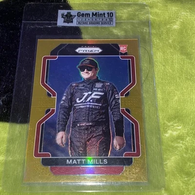 2022 PANINI PRIZM NASCAR RACING MATT MILLS RC #23 GOLD Prizm /10 Gem Mint 10 SSP - Image 1 of 2