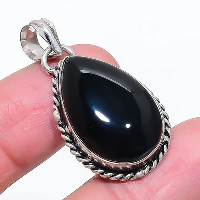 Colgante de piedras preciosas de ónix negro hecho a mano étnico diseño único ... - Imagen 1 de 4