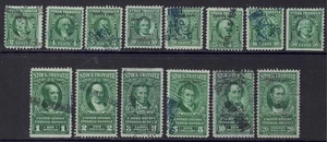US Scott RD93/RD110, mix of 14, 2c/$20 “Series 1941” Stock Transfer Greens cj97 - Picture 1 of 2