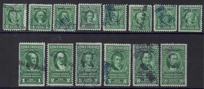 US Scott RD93/RD110, mix of 14, 2c/$20 “Series 1941” Stock Transfer Greens cj97 - Image 1 of 2