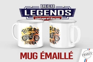 Mug émaillé Moto rider, Tasse déco Biker racer motard thé café cadeau vintage - Foto 1 di 1