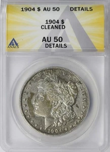 1904 $1 Morgan Dollar ANACS AU50 Details Cleaned - Picture 1 of 4