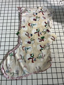 bucilla Christmas Stocking fabric liner Snowman On A Light Color Fabric - Picture 1 of 2