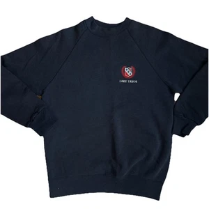 Vintage 90s Lake Tahoe Sweatshirt Medium Blue Crewneck Sweater Crest Nice - Picture 1 of 7
