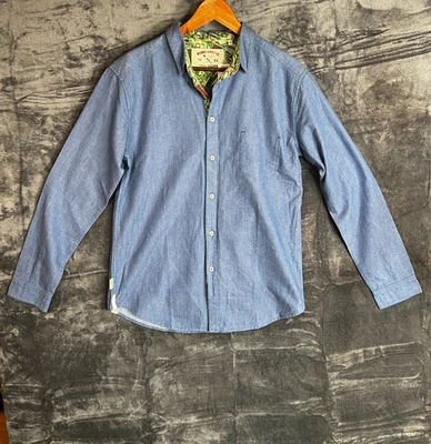 Camisa masculina Mambo Supply Co cambraia azul média manga longa casual Davy - Imagem 1 de 4