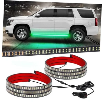  2PCS 60 inch Emergency Lights Strip 720 LED Running Board Strobe Lights Green - Image 1 of 4