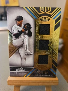 2025 Topps Tier One Jesus Luzardo Triple Relic Game Used Gold Foil Card /149 - Picture 1 of 3