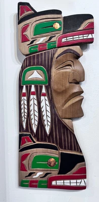 Tótem arte de pared Bear Chief original firmado Brad Joseph Squamish Coast Salish RARO Foto 1 de 4