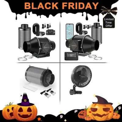 Aygrochy 4/6'' APP Ventilatore Tubolare Kit Scarico Kit Ventilazione Regolabile per Tenda da Coltivazione