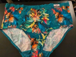 Lane Bryant Plus 18/20 Full Brief Teal Floral Panty PRETTY NEW W TAG Sexy Back - Picture 1 of 6