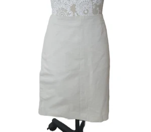 J. Jill Skirt Mini Cotton and Spandex Khaki Straight Side Zip Women's 8 - Picture 1 of 9