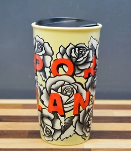 Unused - Starbucks~2017~Portland Rose Tattoo Art Ceramic Travel Mug Tumbler~12oz - Picture 1 of 8